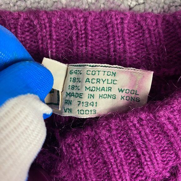 LL Bean Mohair Blend Cardigan Sweater Women's Large Purple Cropped - Picture 5 of 11
